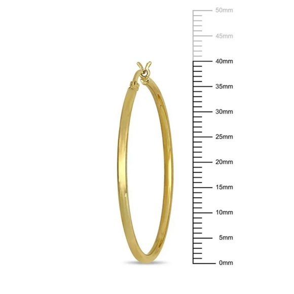 SOLD 🔴 NEW 10K Yellow Real Solid Gold 40mm Hoops Earrings 1.5mm thickness - Picture 2 of 3